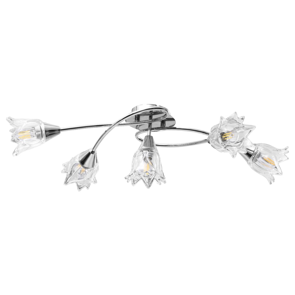 Chandelier, transparent glass shades, 5 E14 bulbs, tulip