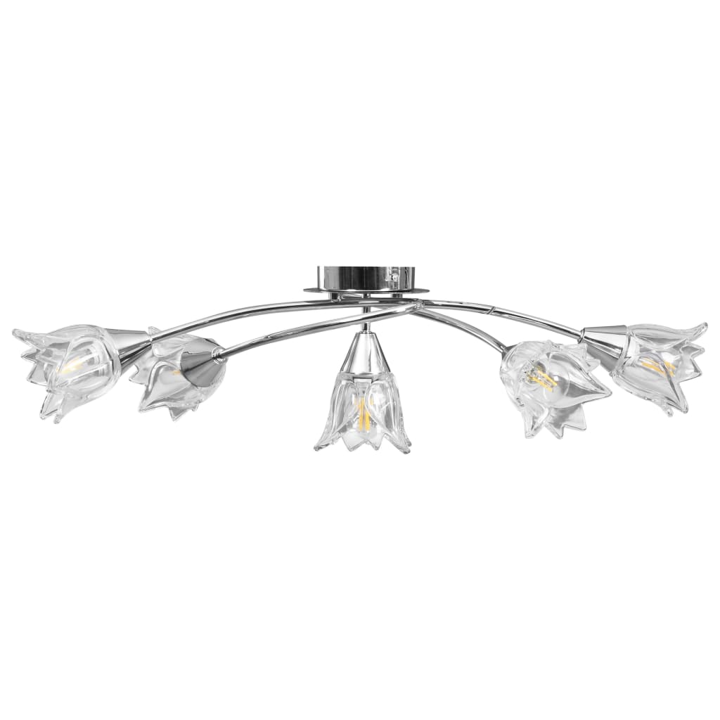 Chandelier, transparent glass shades, 5 E14 bulbs, tulip