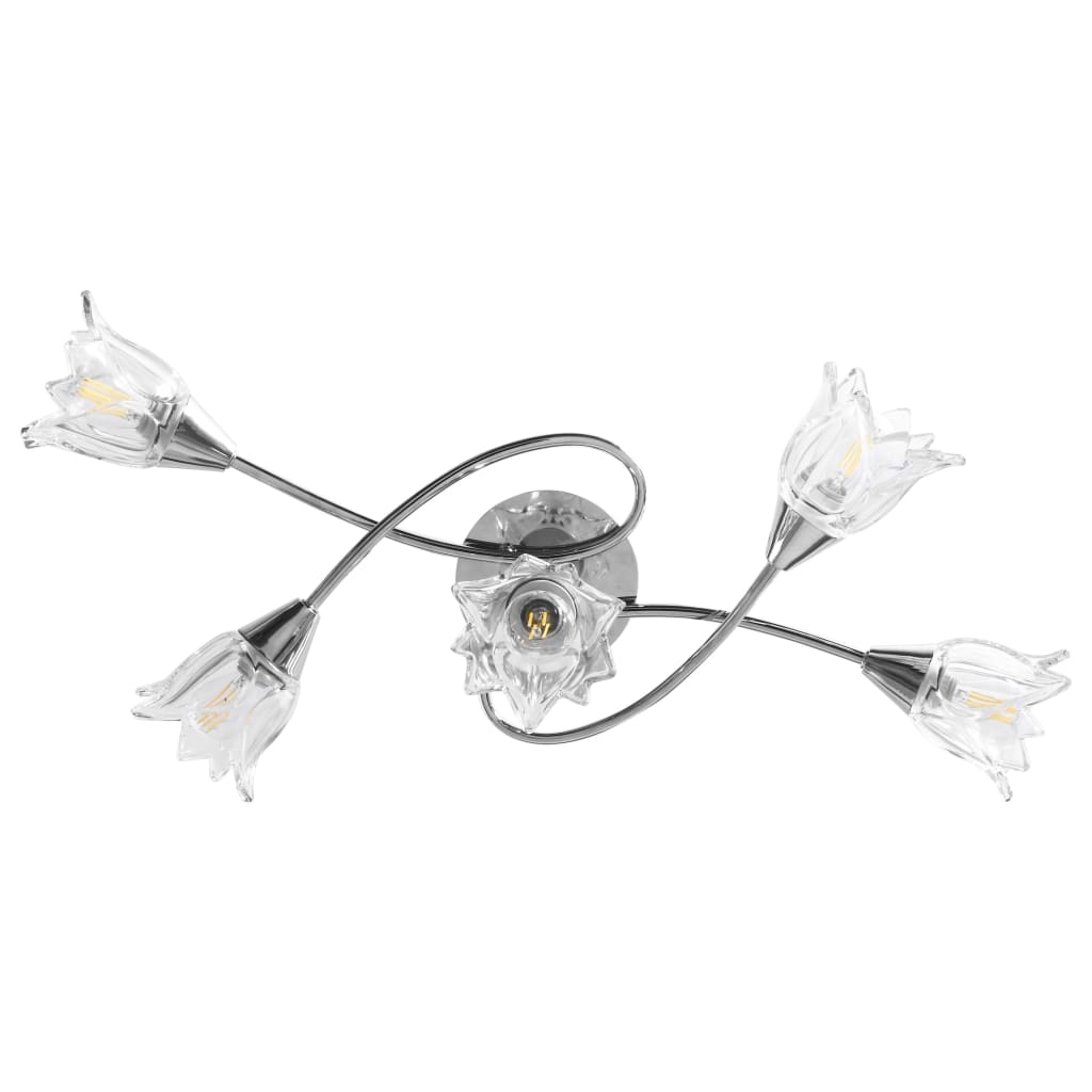 Chandelier, transparent glass shades, 5 E14 bulbs, tulip