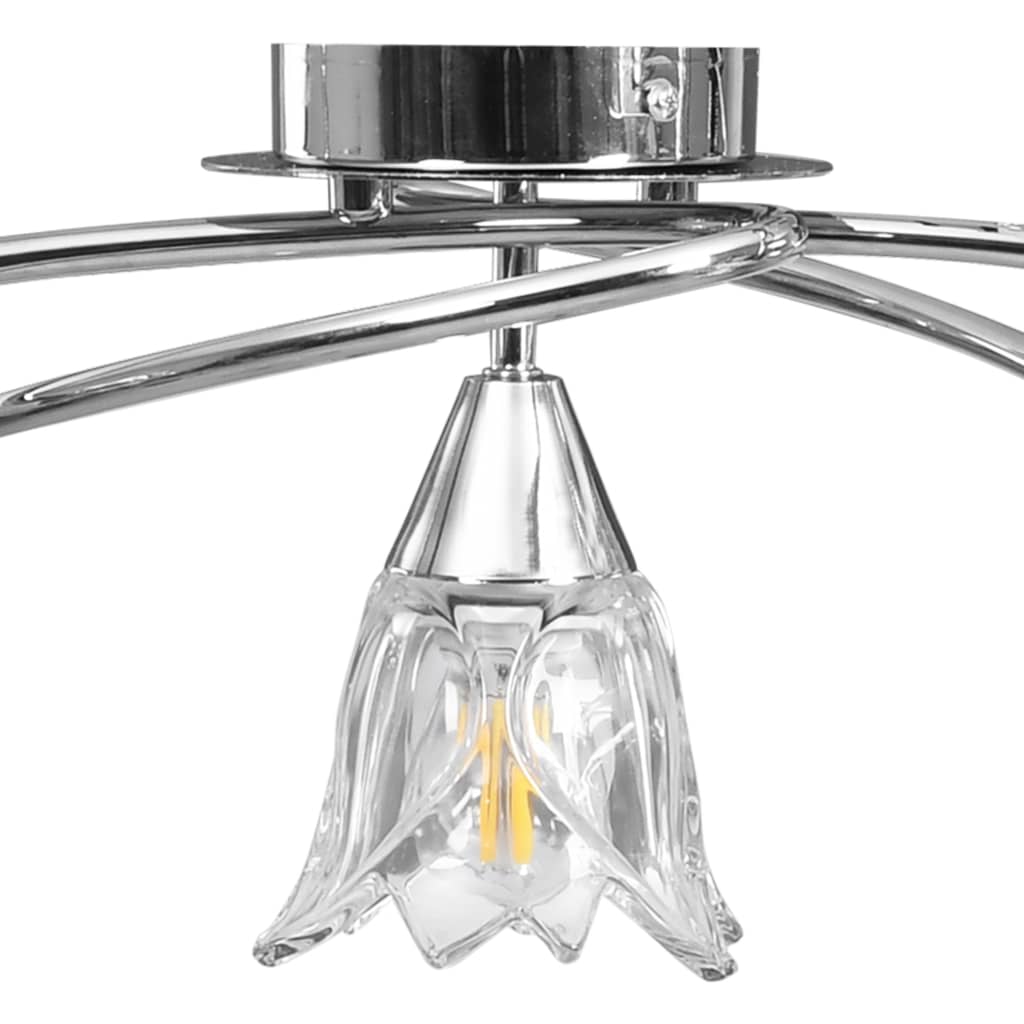 Chandelier, transparent glass shades, 5 E14 bulbs, tulip