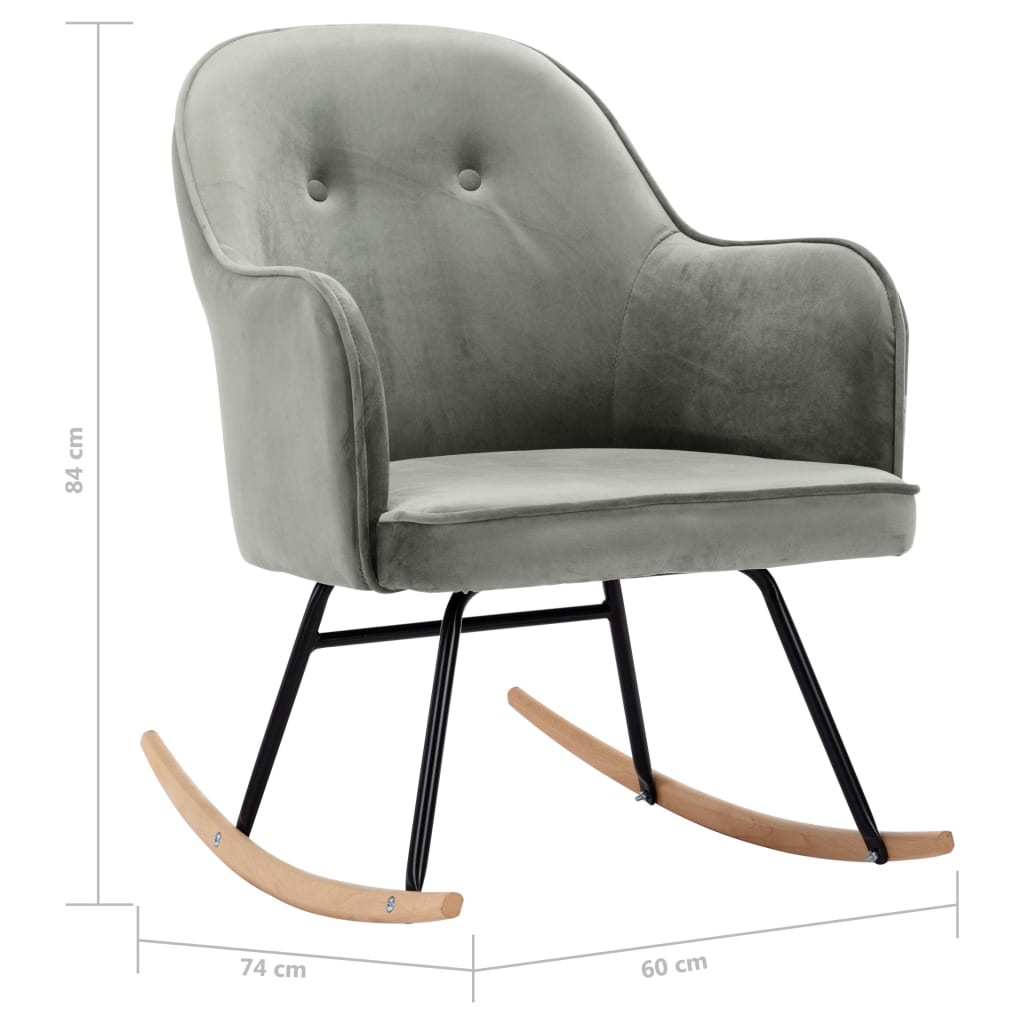 Rocking chair, gray, velvet