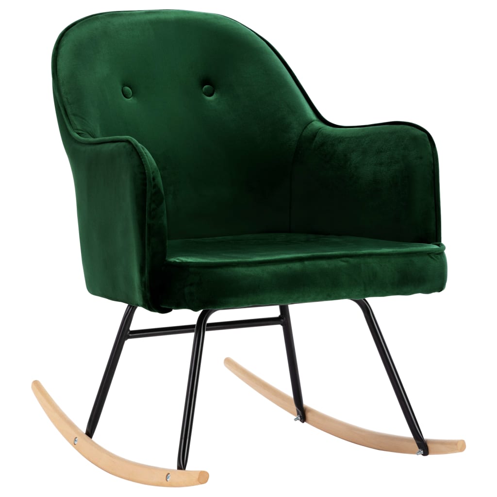 Rocking chair, dark green, velvet