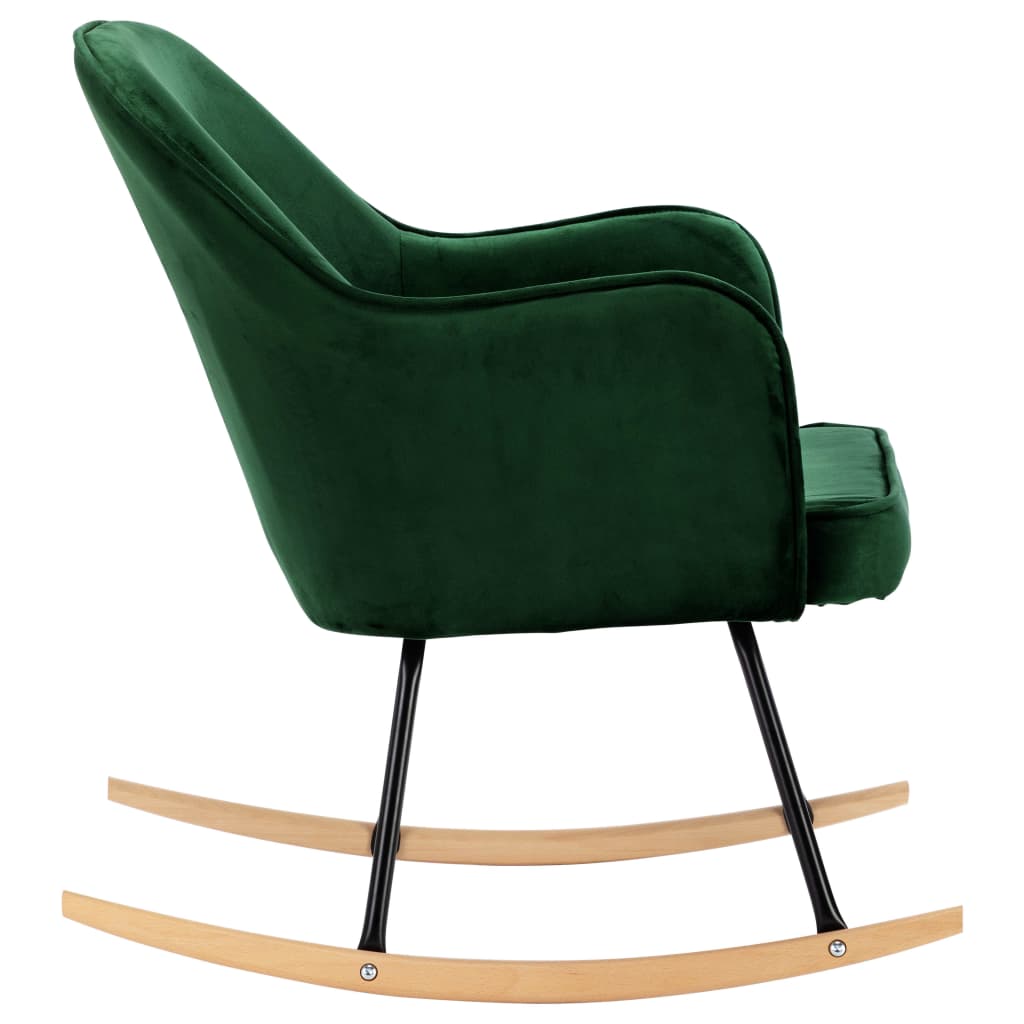 Rocking chair, dark green, velvet