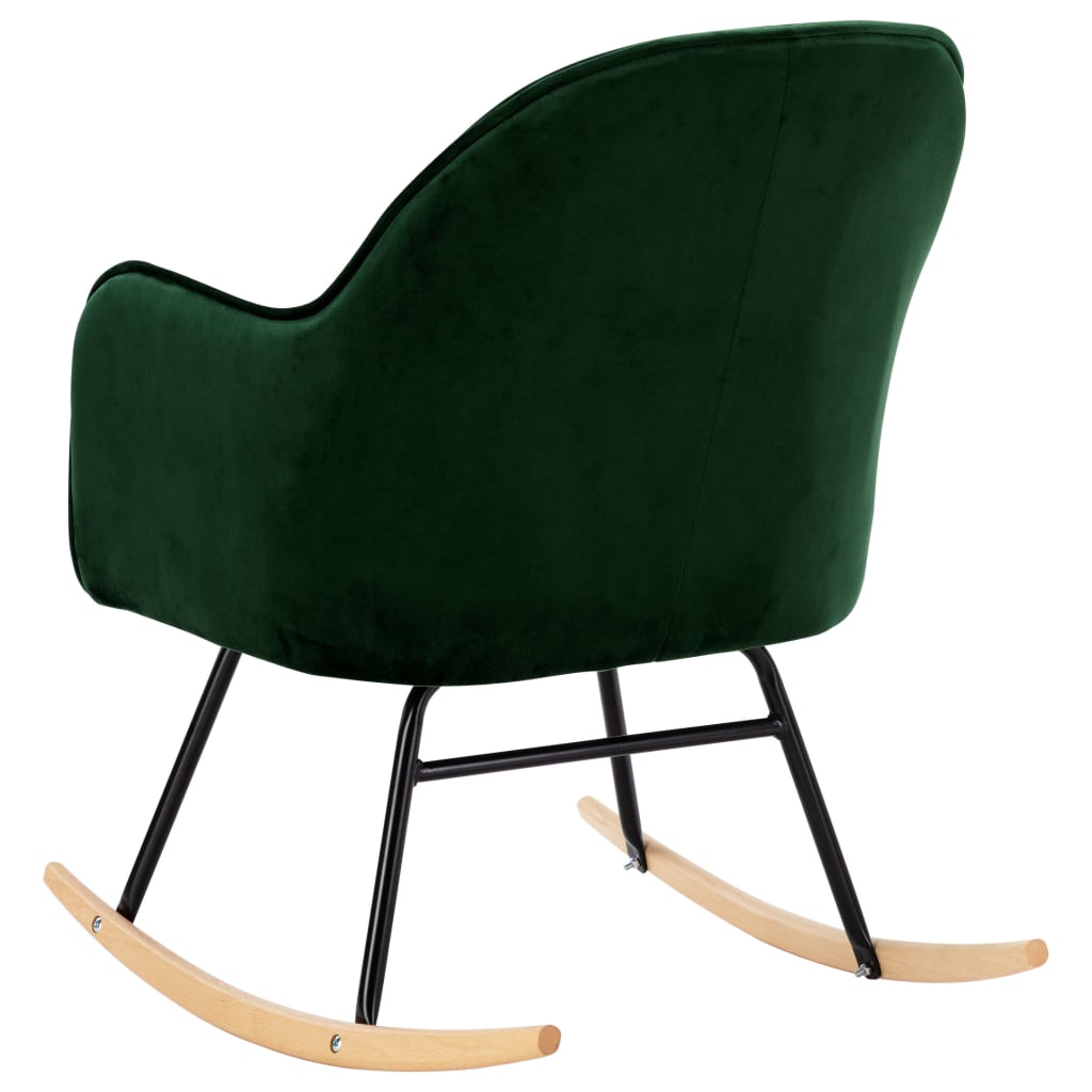 Rocking chair, dark green, velvet