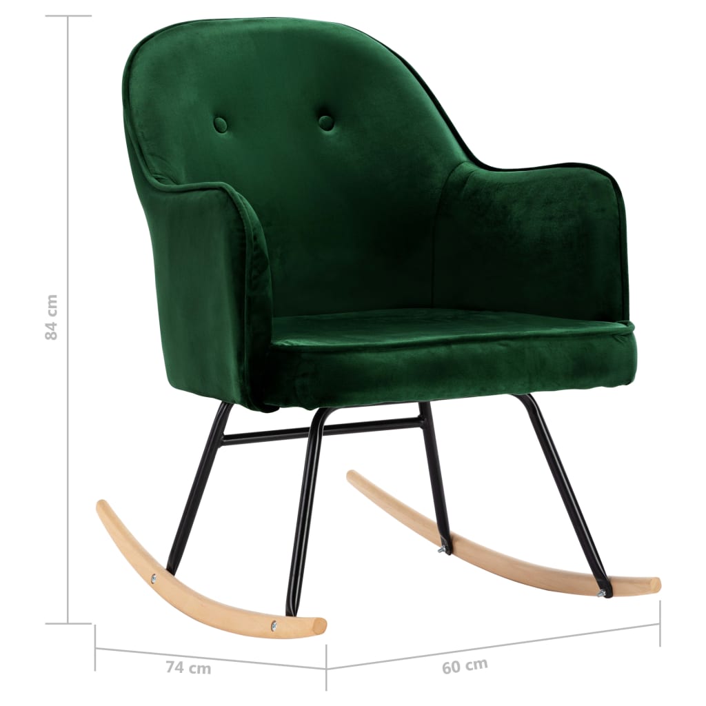 Rocking chair, dark green, velvet