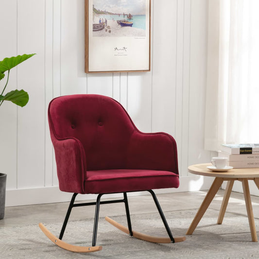 Rocking chair, wine red, velvet