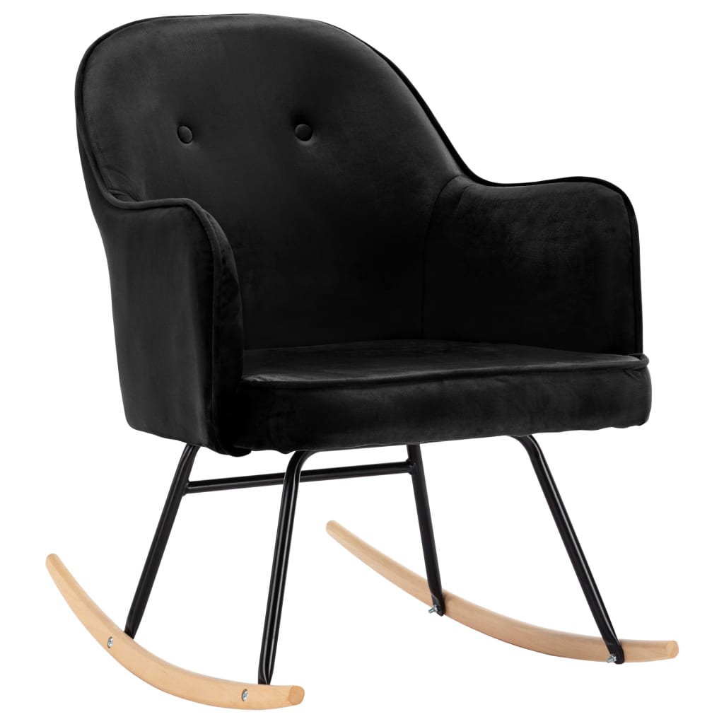 Rocking chair, black, velvet