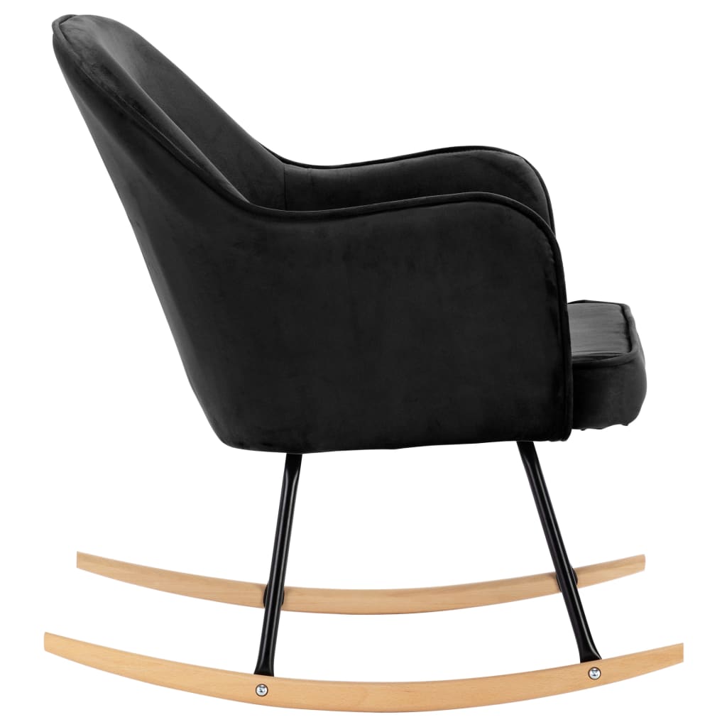 Rocking chair, black, velvet