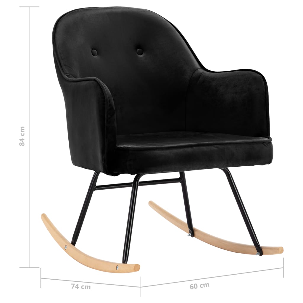 Rocking chair, black, velvet