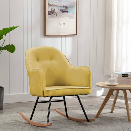 Rocking chair, mustard yellow, velvet