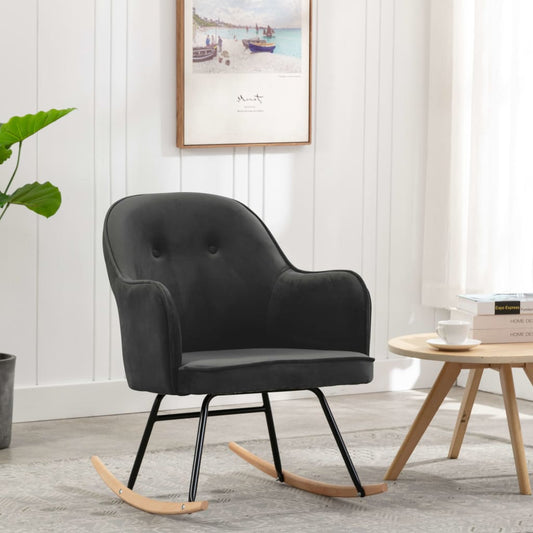 Rocking chair, dark grey, velvet