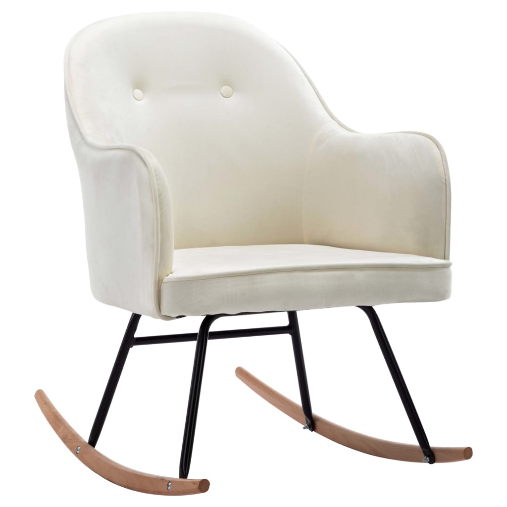 Rocking chair, cream white, velvet