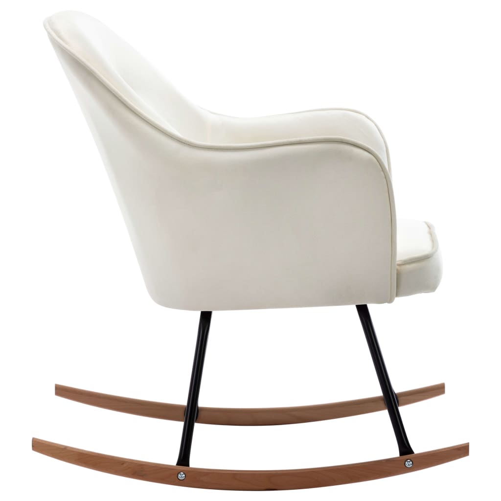 Rocking chair, cream white, velvet