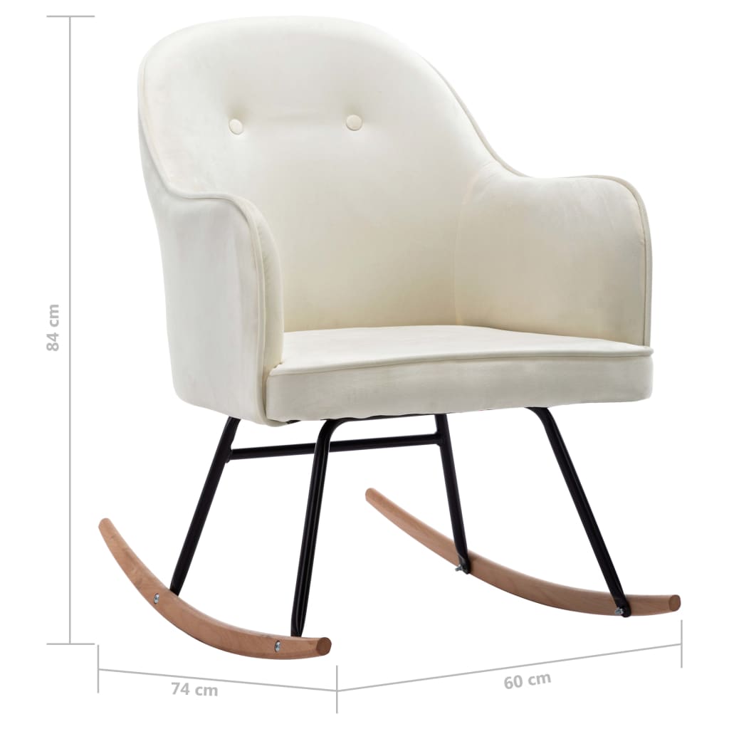 Rocking chair, cream white, velvet