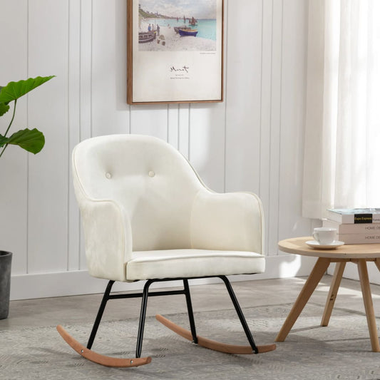 Rocking chair, cream white, velvet