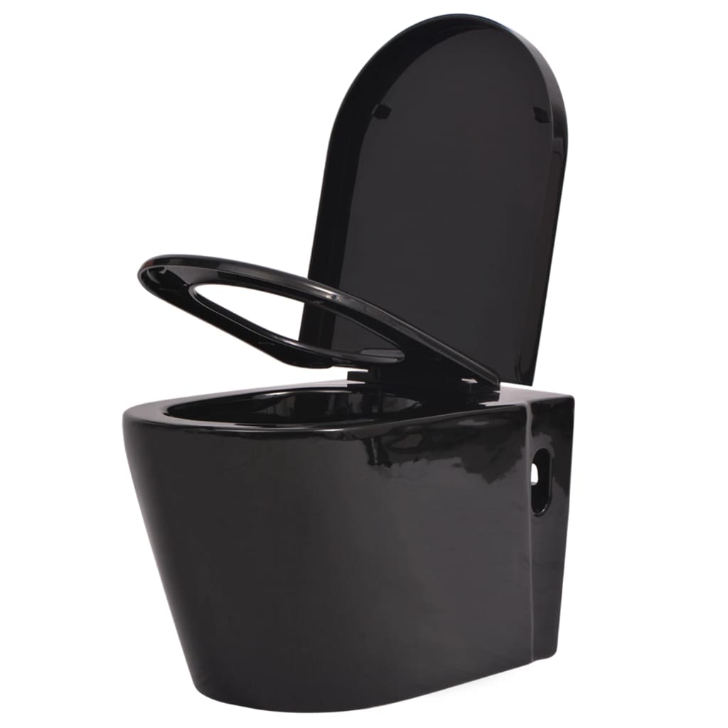 Wall-hung toilet with concealed cistern, black, ceramic