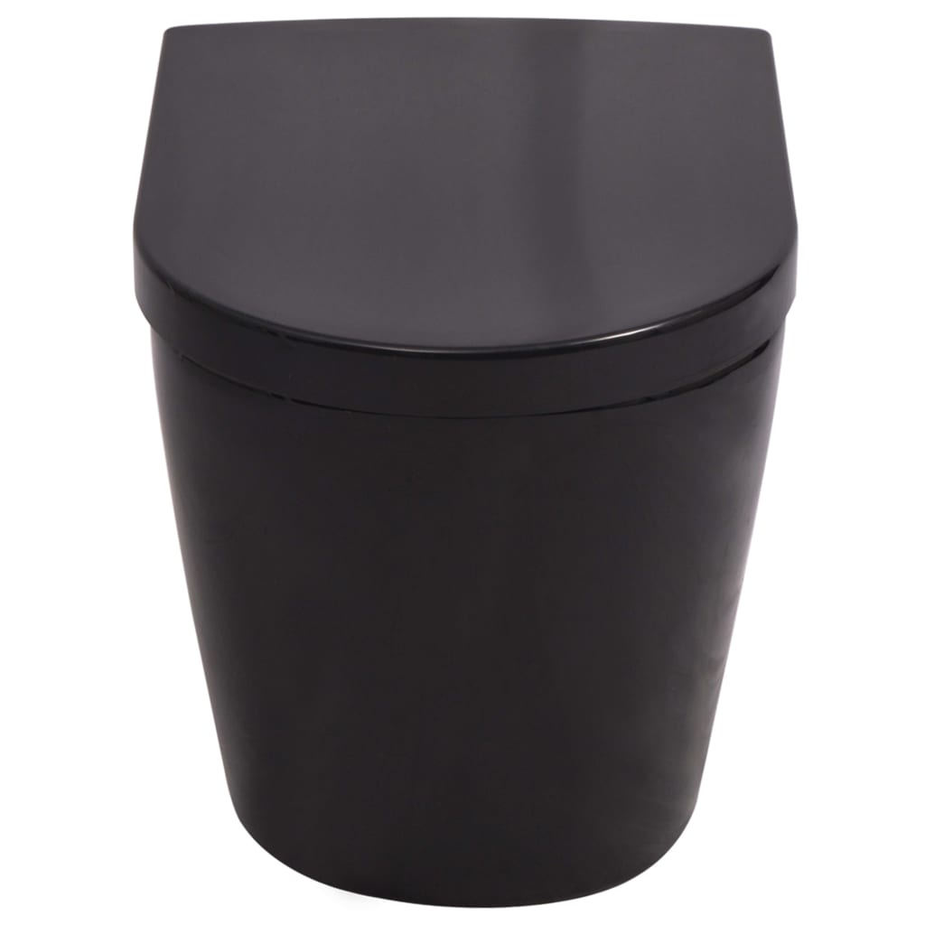 Wall-hung toilet with concealed cistern, black, ceramic