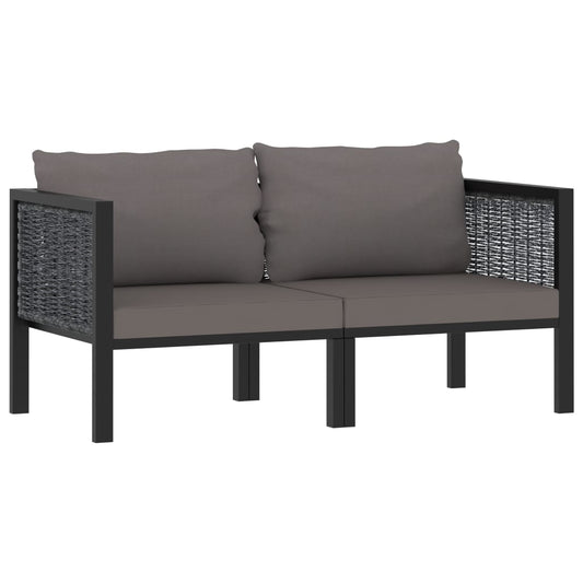 2-seater sofa with cushions, anthracite, polyrattan