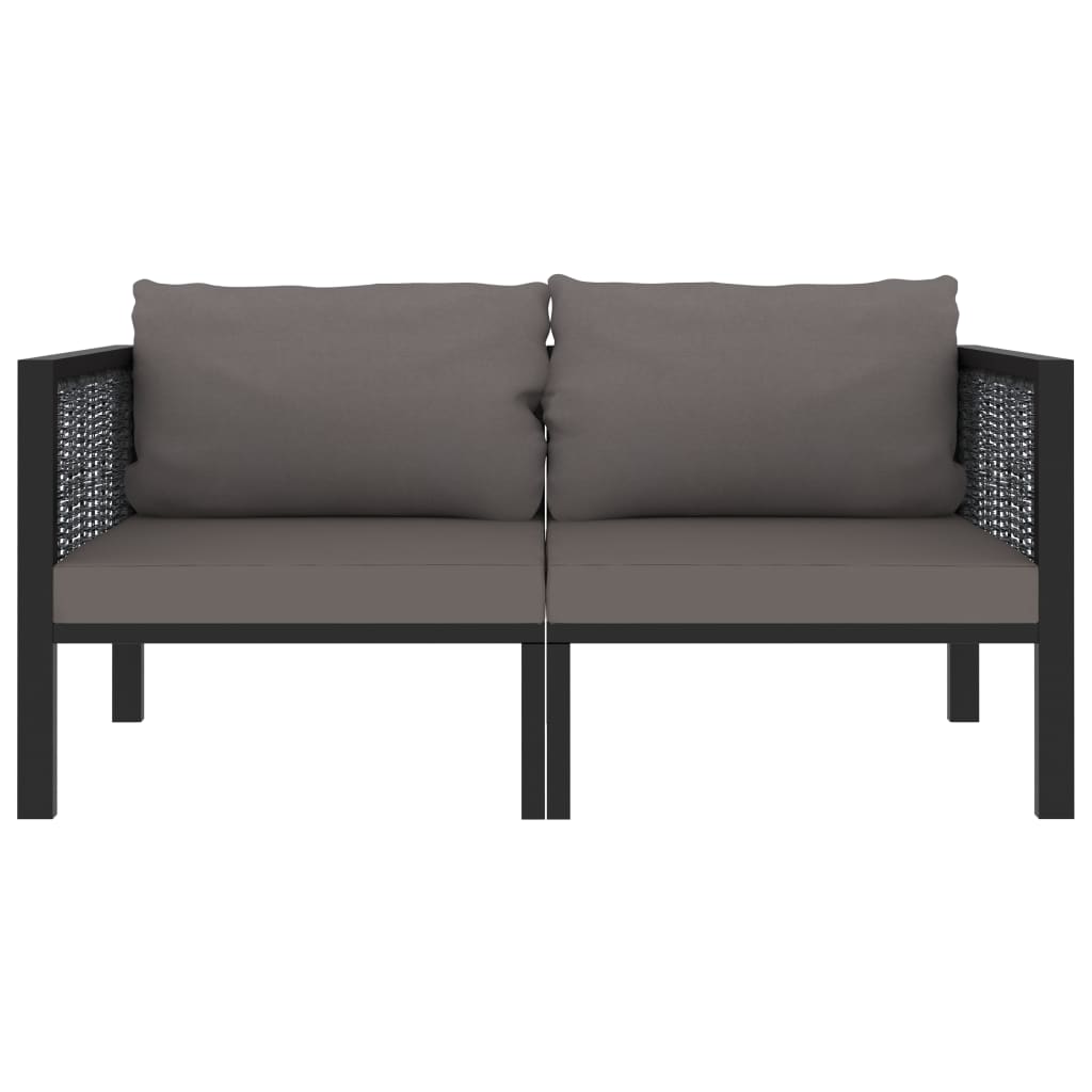 2-seater sofa with cushions, anthracite, polyrattan