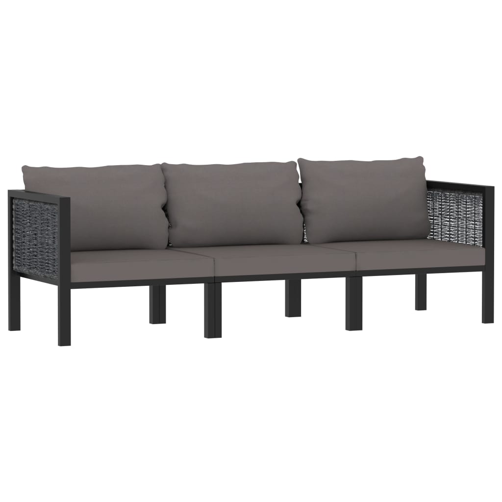 3-seater sofa, with cushions, anthracite, polyrattan