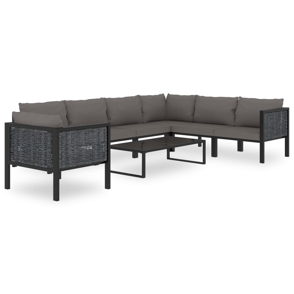 8-piece garden furniture set with cushions, anthracite, polyrattan