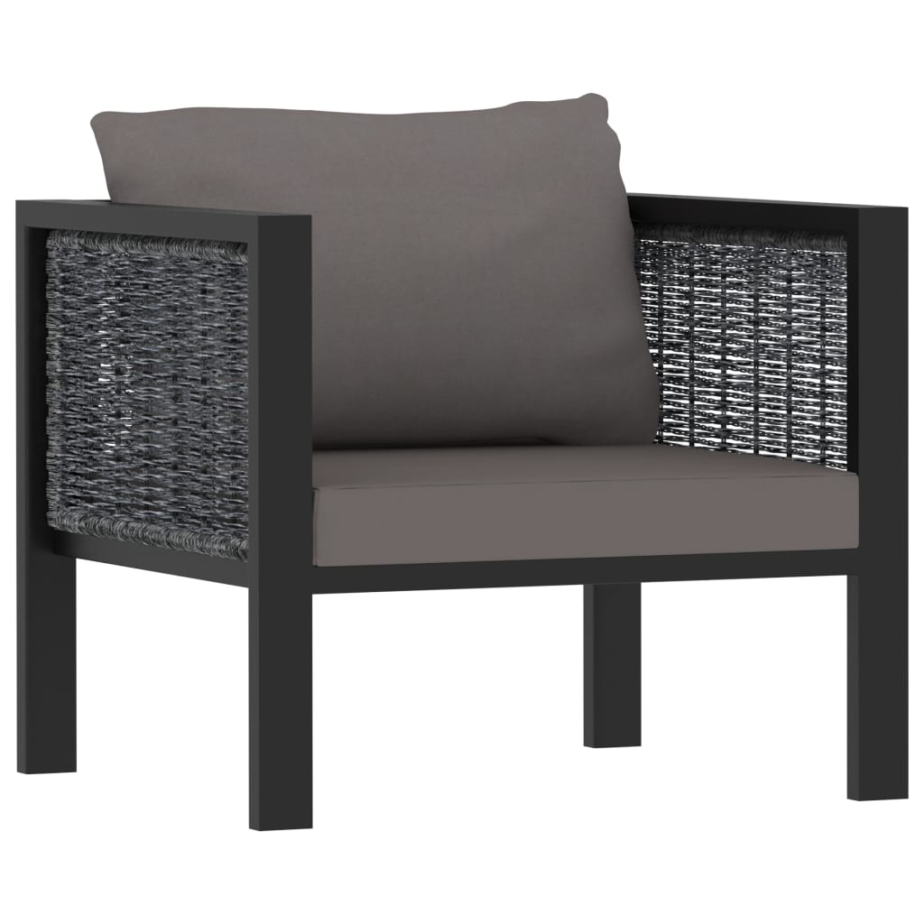 Garden furniture set with cushions, 6 pieces, anthracite, polyrattan