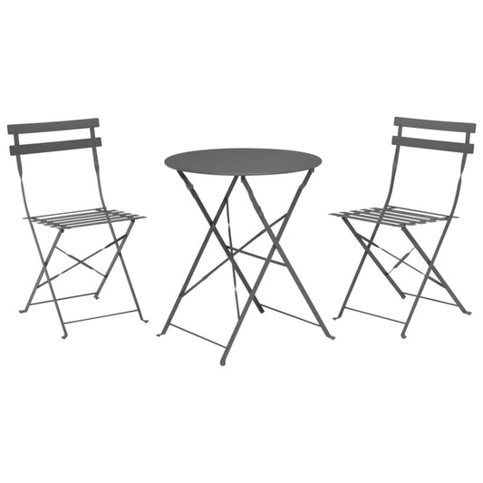 Bistro furniture set, 3 pcs, dark anthracite matt