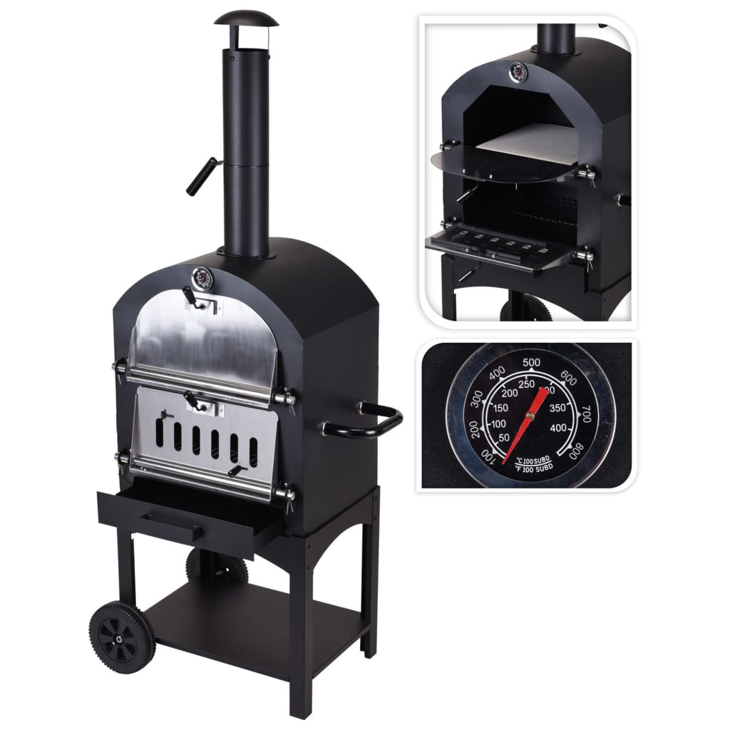 Cuptor pentru pizza BBQ, negru