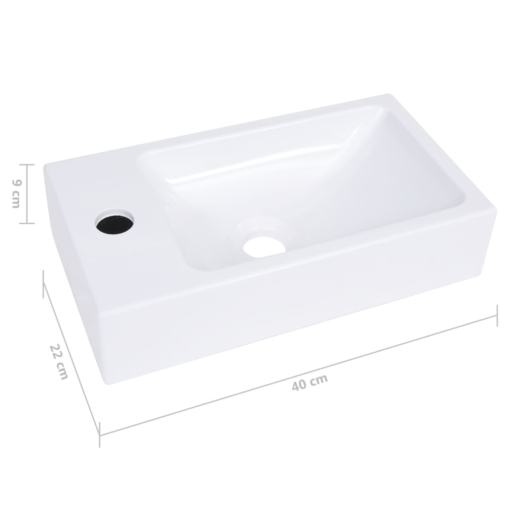 Sink, white, 400 x 220 x 90 mm, SMC