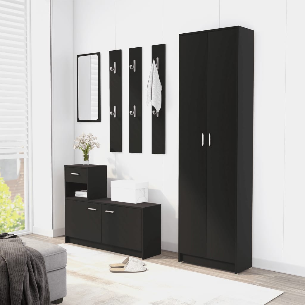 Hallway wardrobe, black, 55x25x189 cm, processed wood