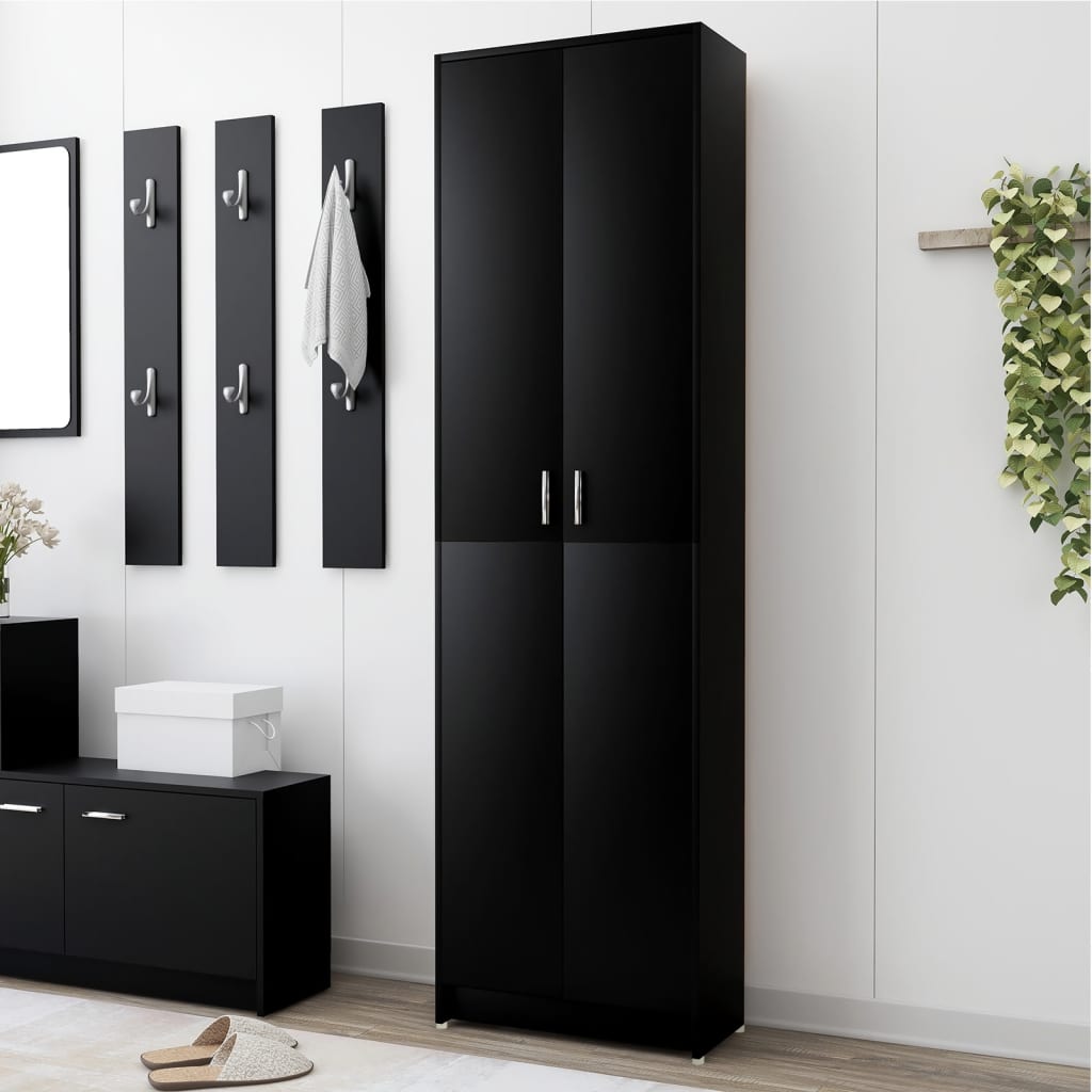 Hallway wardrobe, black, 55x25x189 cm, processed wood