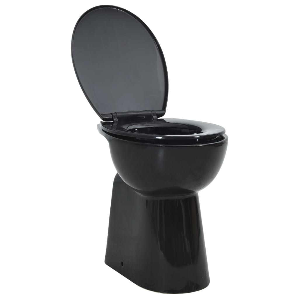 Rimless toilet bowl, soft-close, + 7 cm, black, ceramic