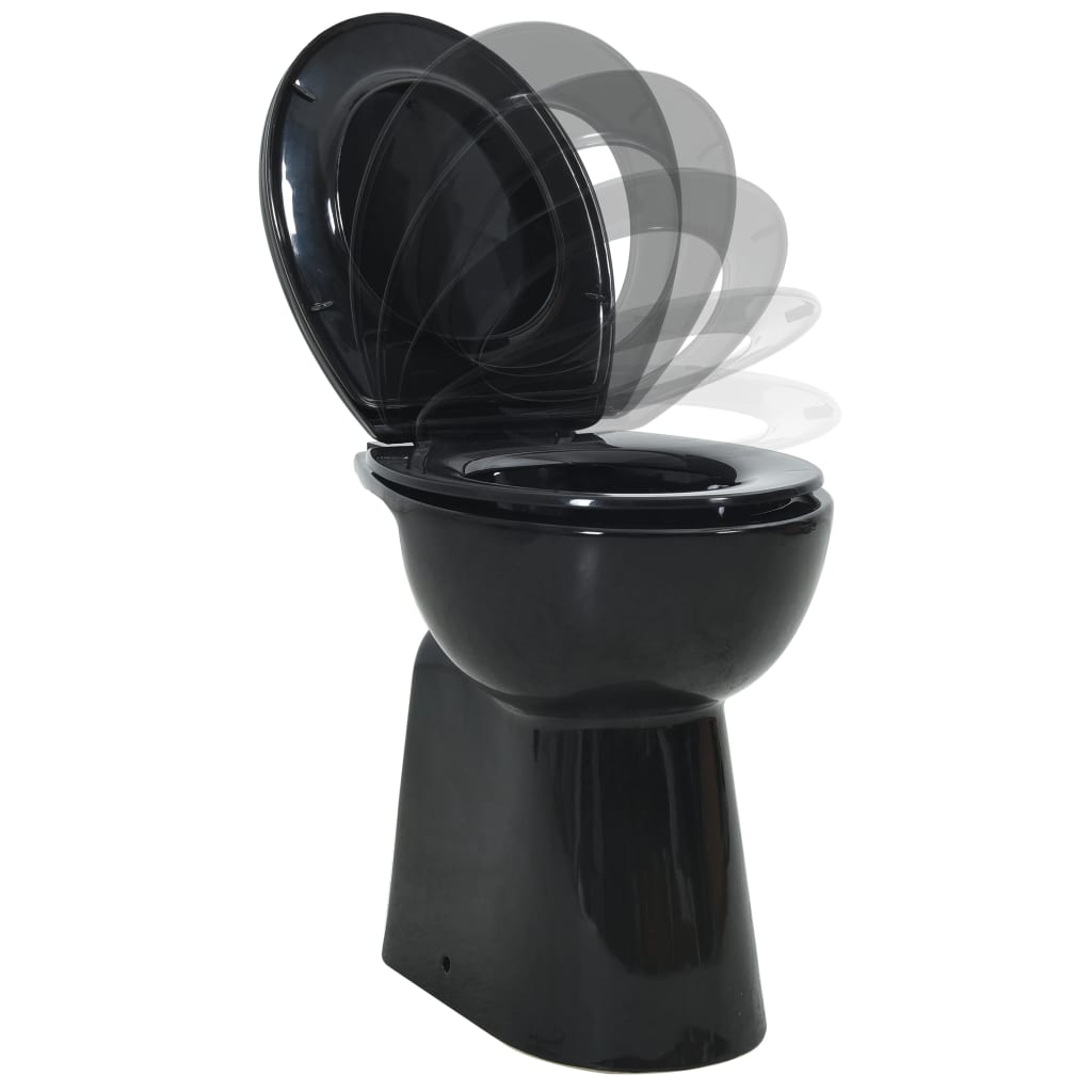 Rimless toilet bowl, soft-close, + 7 cm, black, ceramic