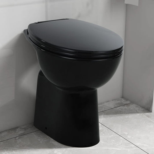 Rimless toilet bowl, soft-close, + 7 cm, black, ceramic