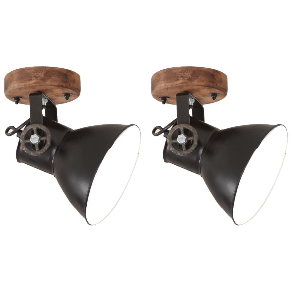 Industrial wall/ceiling lamps, 2 pcs., black, 20x25 cm, E27