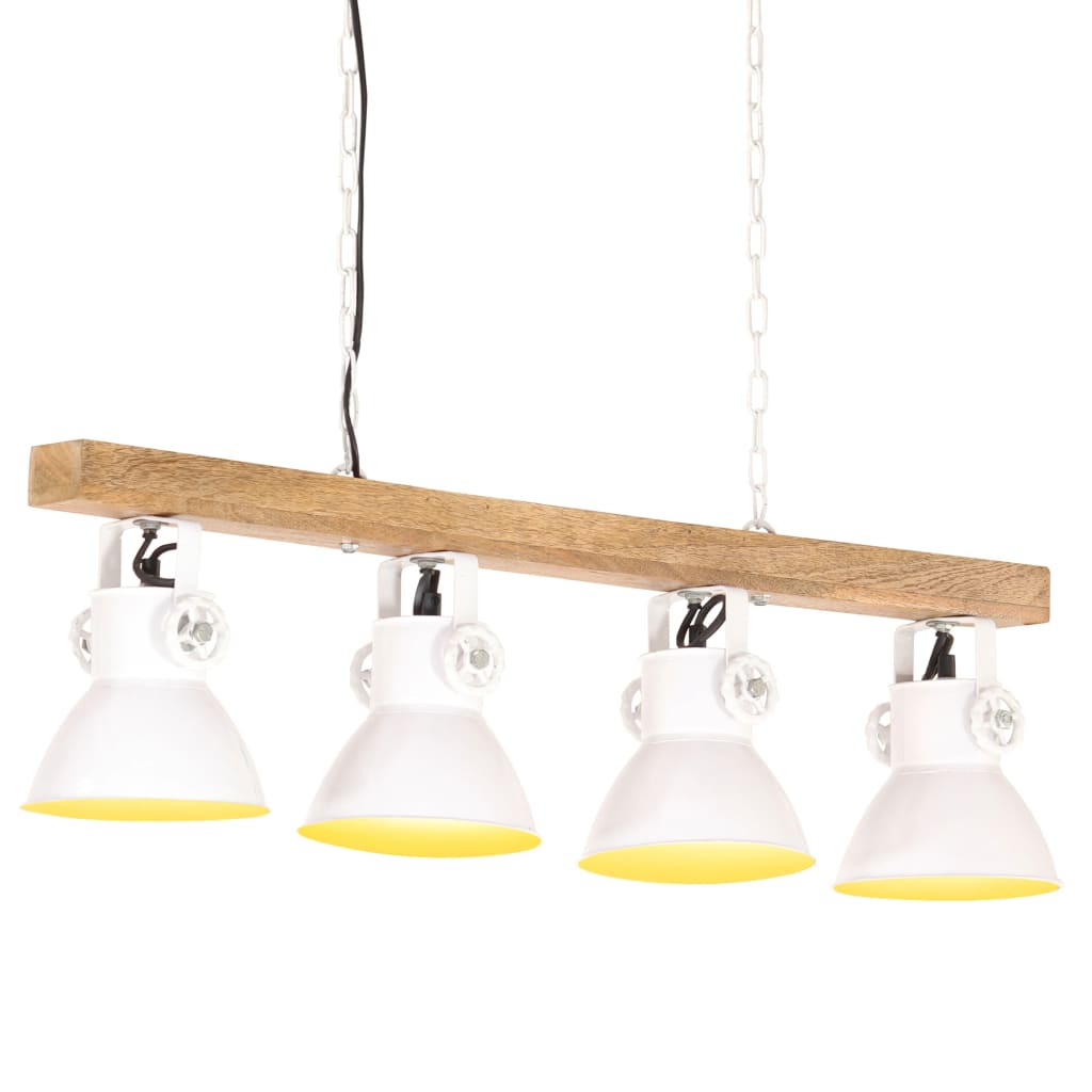 Industrial pendant lamp, white, mango wood, E27