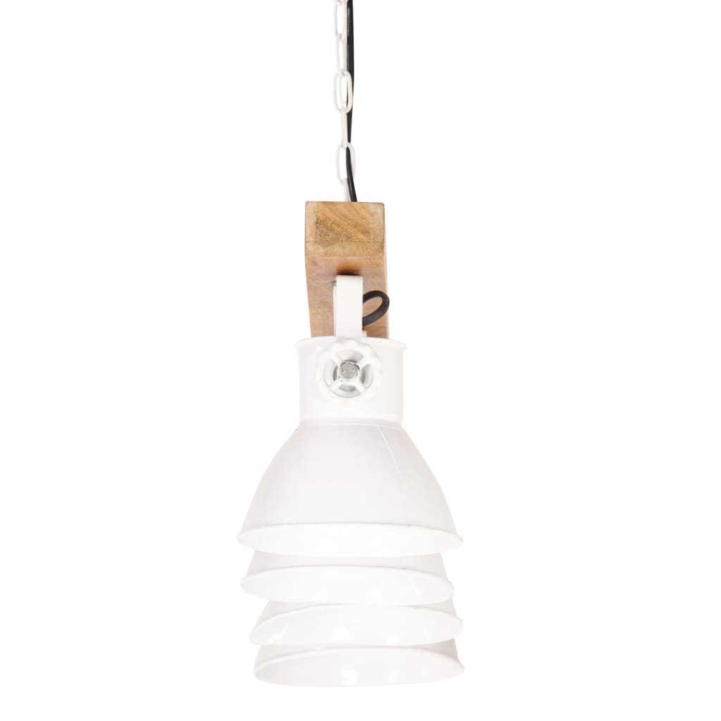 Industrial pendant lamp, white, mango wood, E27