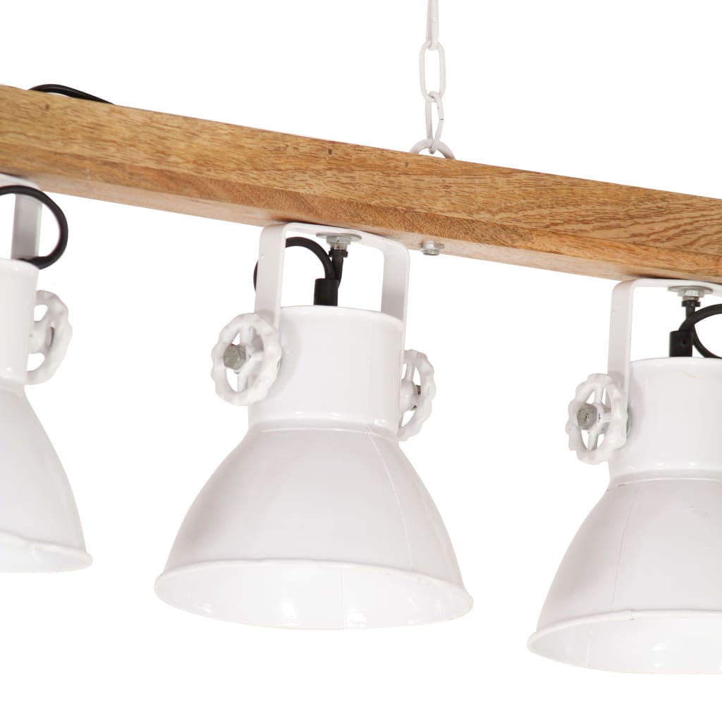 Industrial pendant lamp, white, mango wood, E27