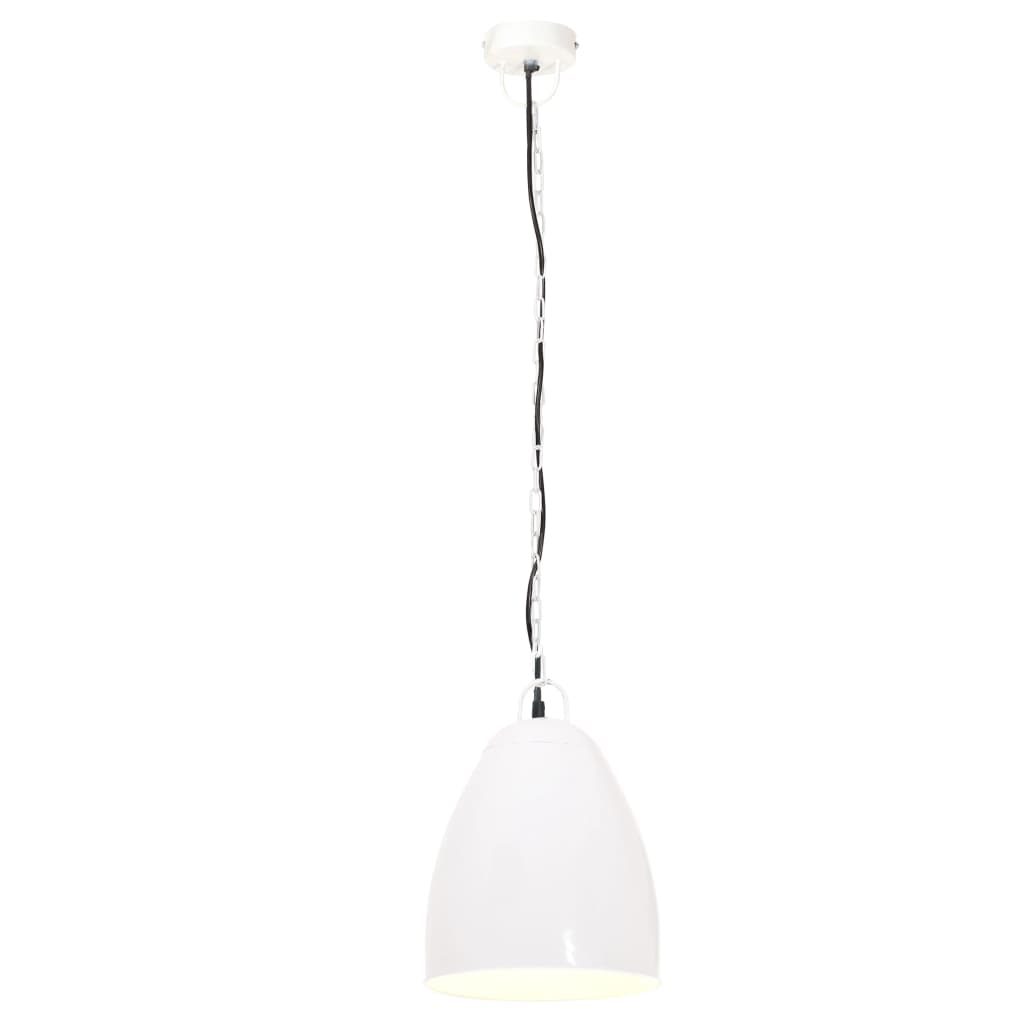 Industrial pendant lamp, 25 W, white, 32 cm, E27, round