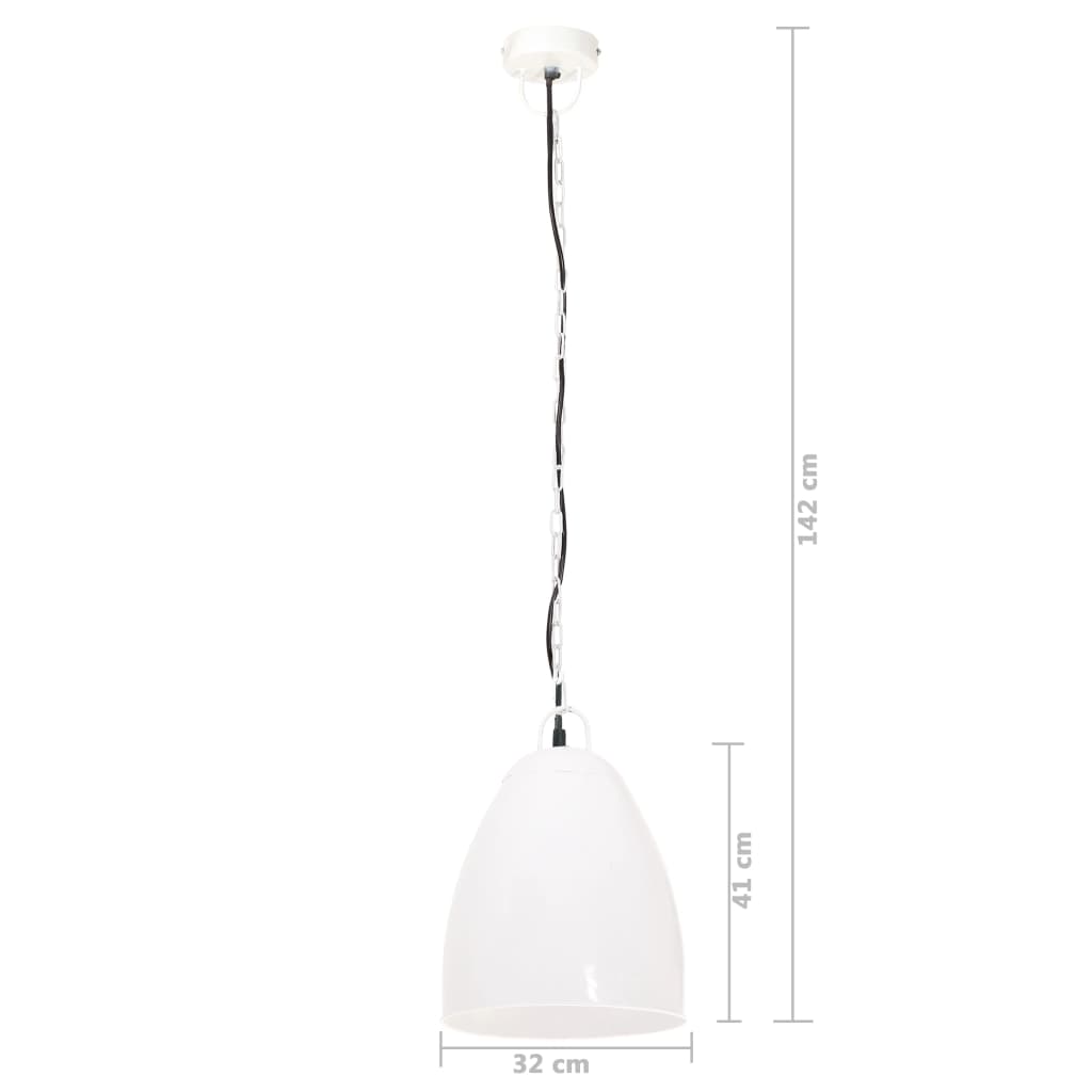 Industrial pendant lamp, 25 W, white, 32 cm, E27, round