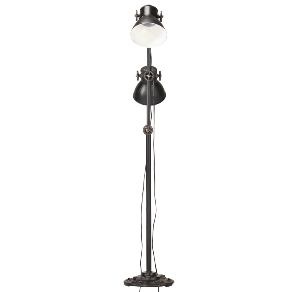 Floor lamp with 2 shades, black, E27, cast iron