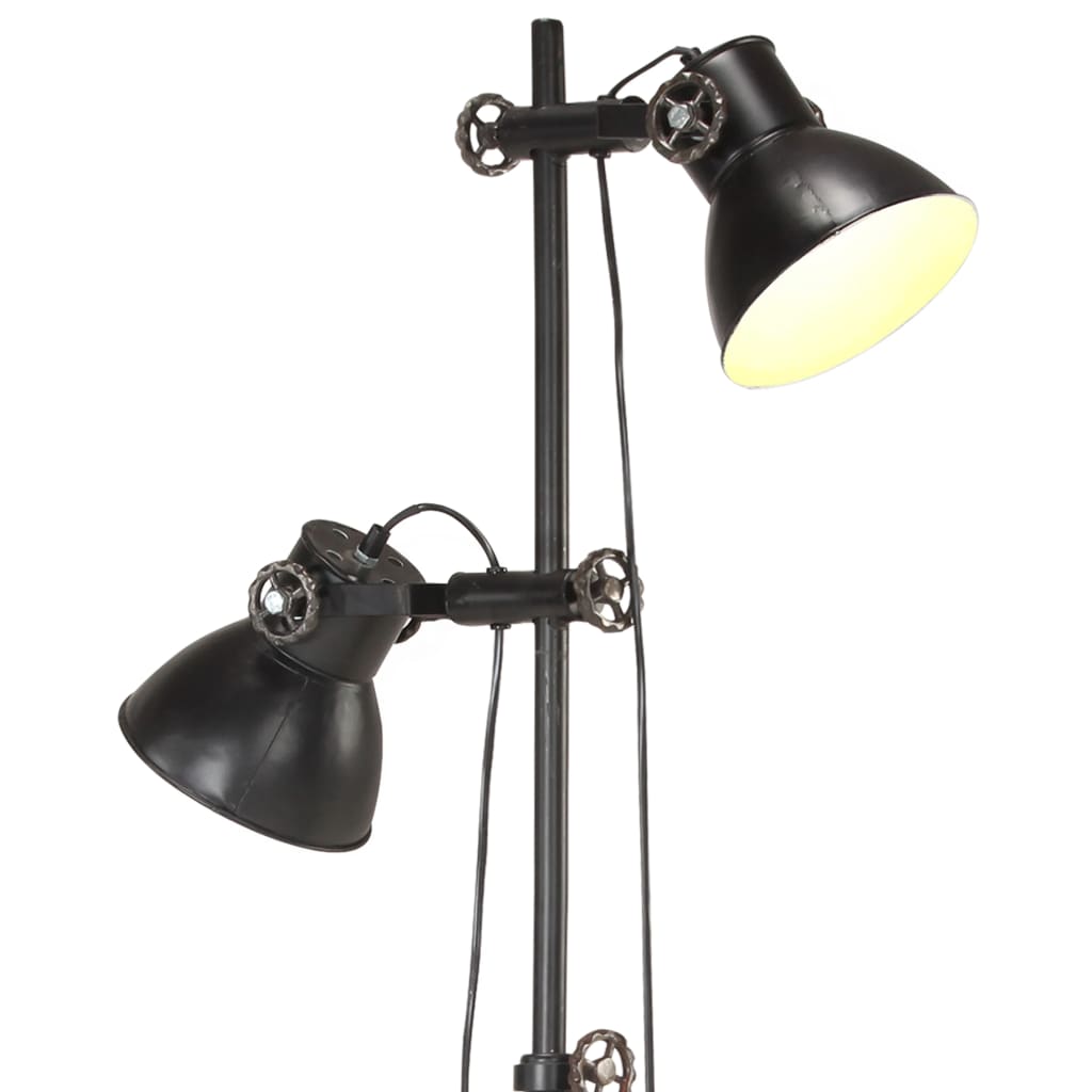 Floor lamp with 2 shades, black, E27, cast iron