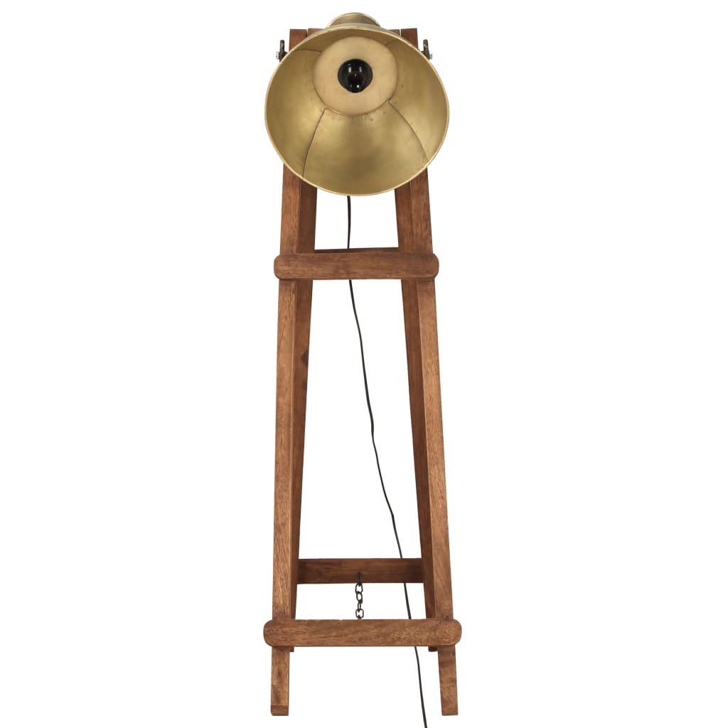 Floor lamp, brass, solid mango wood, E27