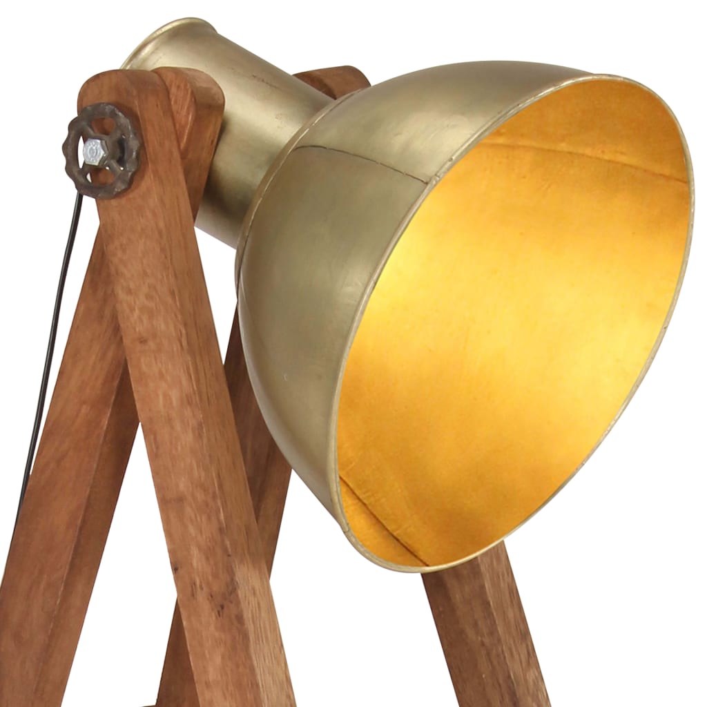 Floor lamp, brass, solid mango wood, E27