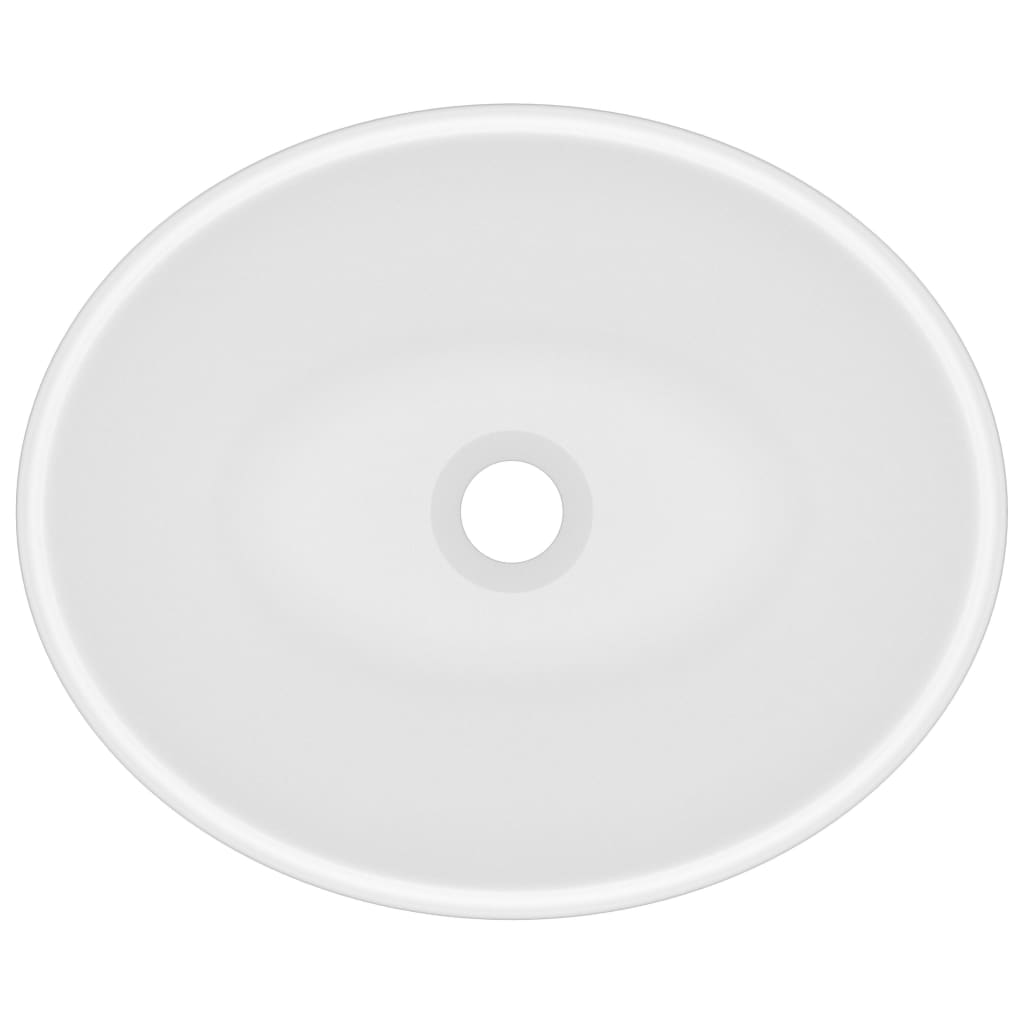 Luxury sink, matt white, 40 x 33 cm, ceramic, oval shape