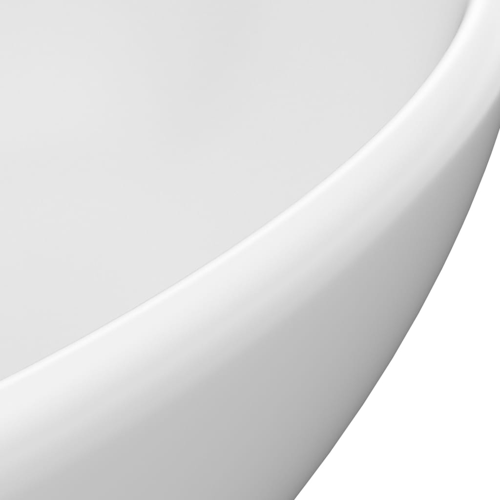 Luxury sink, matt white, 40 x 33 cm, ceramic, oval shape