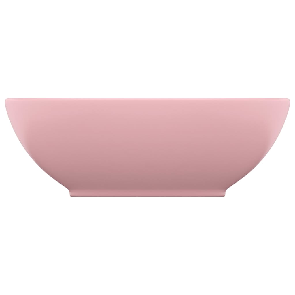 Luxury sink, matte pink, 40 x 33 cm, ceramic, oval shape