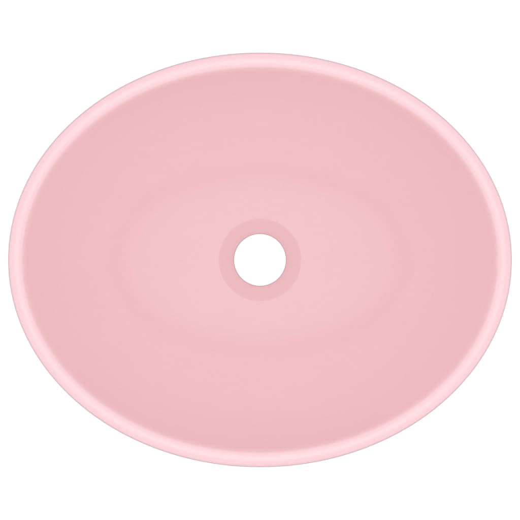 Luxury sink, matte pink, 40 x 33 cm, ceramic, oval shape