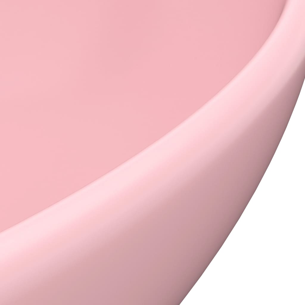 Luxury sink, matte pink, 40 x 33 cm, ceramic, oval shape