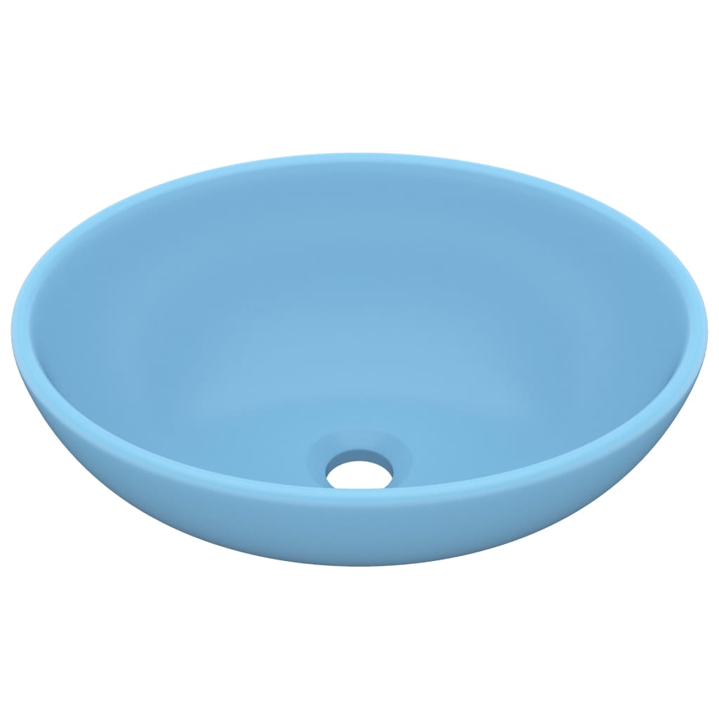 Luxury sink, matte blue, 40x33 cm, ceramic, oval shape